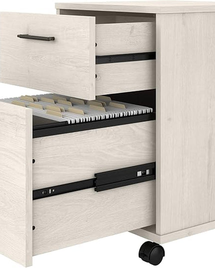 Bush Furniture Key West 2-Drawer Mobile File Cabinet, Letter/Legal, Linen White Oak, 15.75-Inch (KWF116LW-03) - LeafyLoom