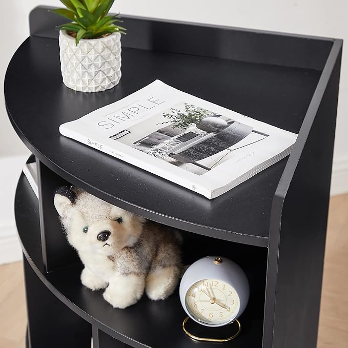 Vecelo 3-Tier Corner Cabinet with 8 Cubbies, Wooden Cube Storage Organizer, Modern Corner Bookshelf Units for Bedroom, Living Room, Study Room, Black - LeafyLoom