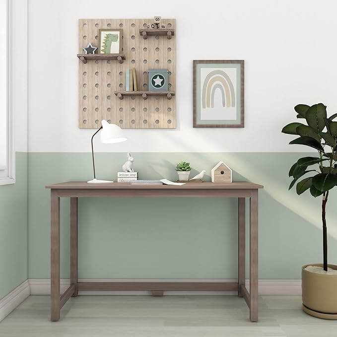 Max & Lily Solid Wood Desk, 47 Inches, Clay - LeafyLoom