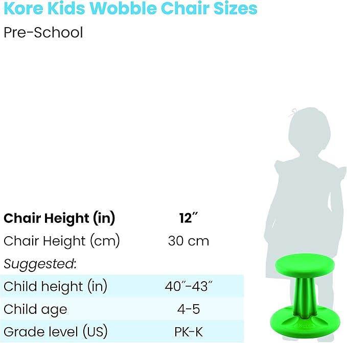 Kore Kids Preschool Wobble Chair - Flexible Seating Stool for Classroom, Preschool, Kindergarten & Elementary School - Age 4-5 yrs, Purple (12in) - LeafyLoom