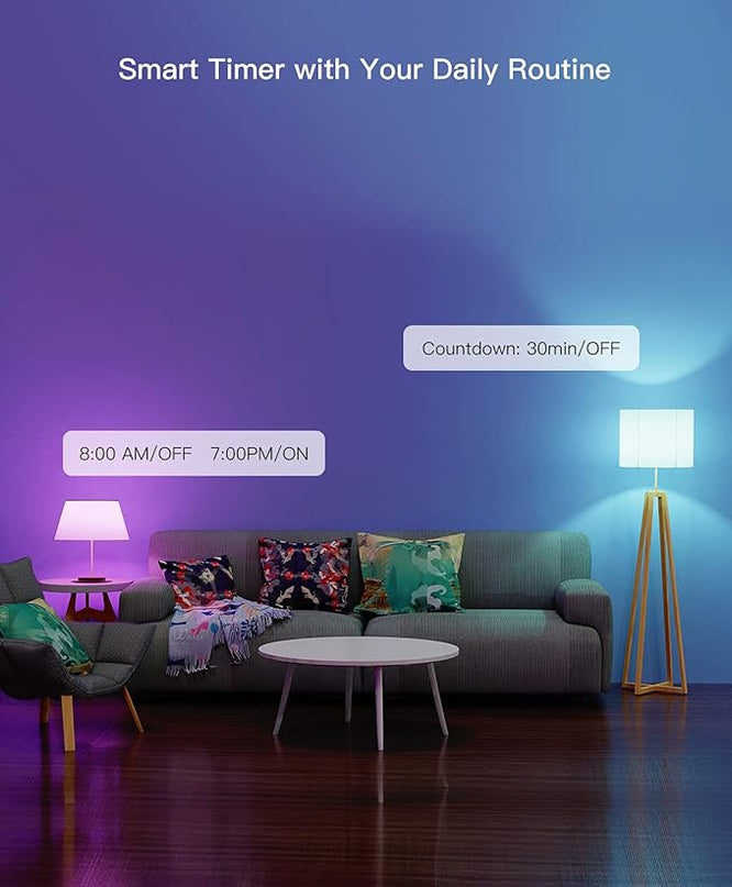 TREATLIFE Smart Light Bulbs 4 Pack, UL Certified 2.4GHz Color Changing Light Bulb, Works with Alexa Google Home, A19 E26 Dimmable LED Light Bulb 9W 800 Lumen for Party Decoration, Smart Home Lighting TREATLIFE