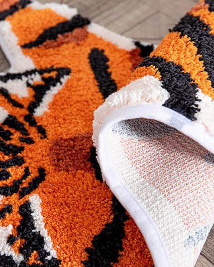 Tiger Shaped Rug Animals Bath Mat Non-Slip, Door Mat for Bedroom Kitchen Cartoon Area Rug for Bathroom Tub Soft Bathmat - LeafyLoom