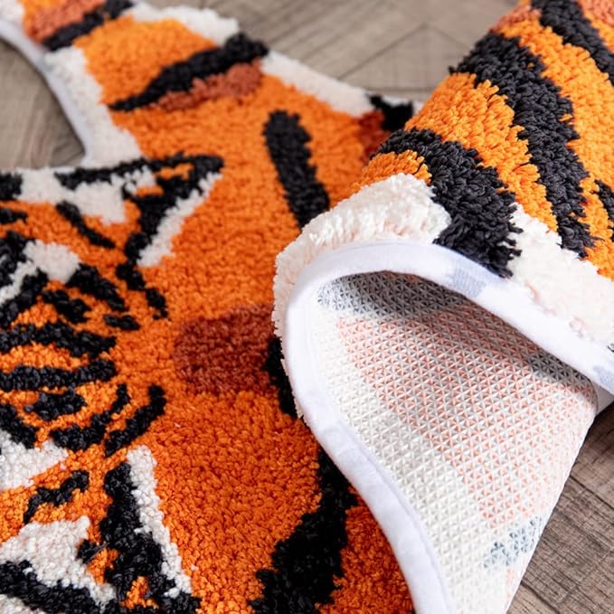 Tiger Shaped Rug Animals Bath Mat Non-Slip, Door Mat for Bedroom Kitchen Cartoon Area Rug for Bathroom Tub Soft Bathmat - LeafyLoom