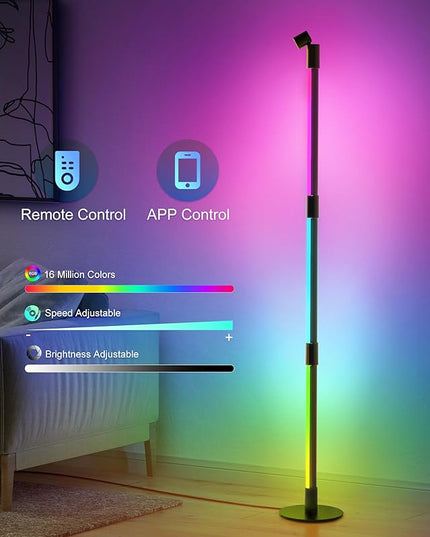 Smart RGBW LED Lamp with Spotlight, App & Remote Control, Music Sync, 16 Million Colors & Memory Function, Perfect for Living Room Bedroom Gaming Room & TV Backlighting Ambient Lighting & Wall Decor - LeafyLoom