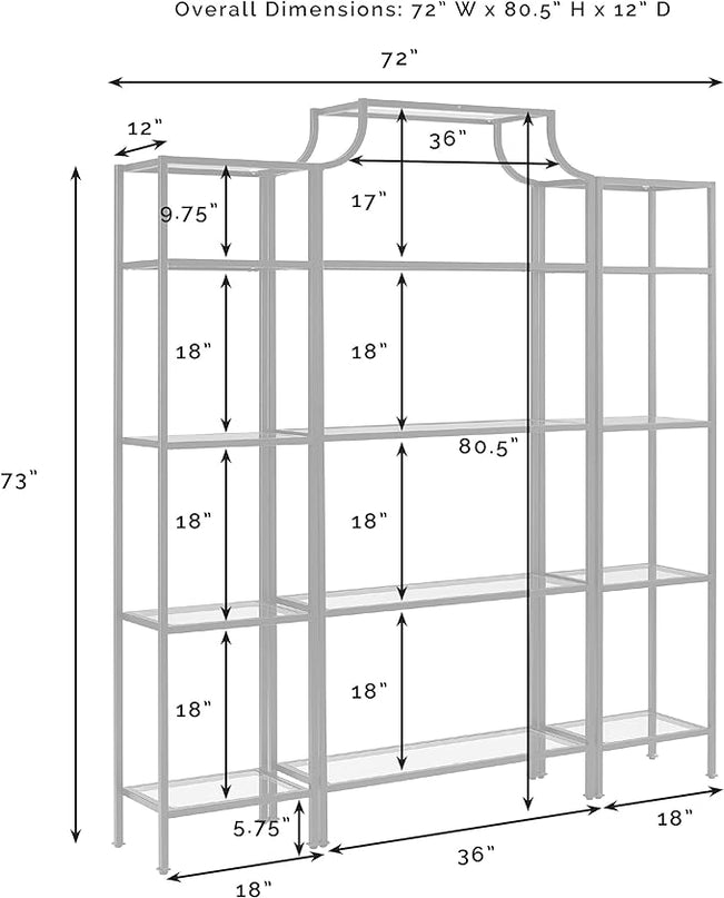 Crosley Furniture Aimee 3-Piece Etagere Bookcase Set, Oil-Rubbed Bronze - LeafyLoom