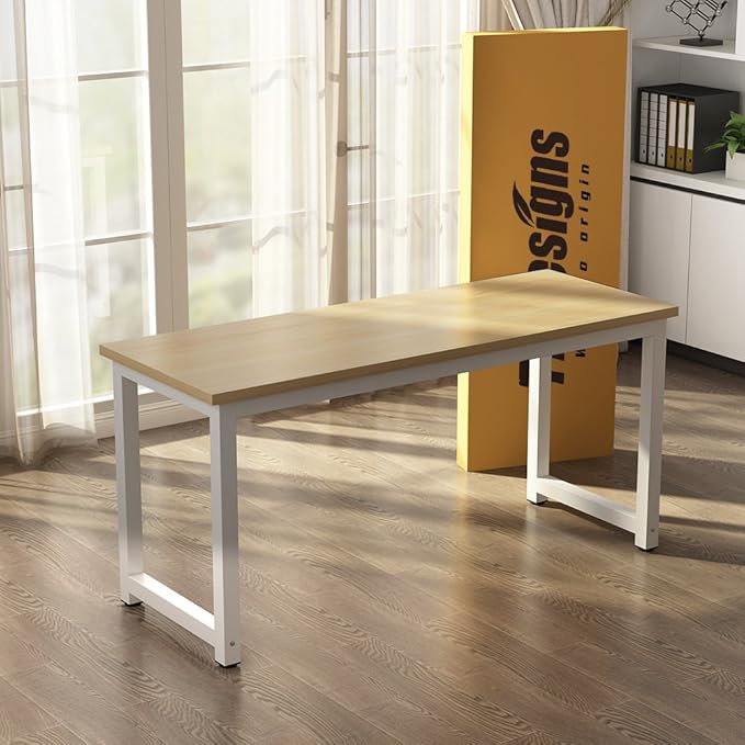 Tribesigns Computer Desk, 63 inch Large Office Desk Computer Table Study Writing Desk Workstation for Home Office, Walnut - LeafyLoom
