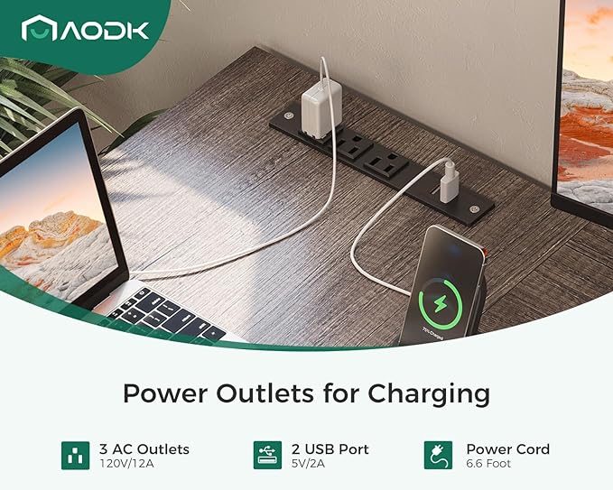 AODK L Shaped Desk with 4 Tier Drawers, 53" Reversible Gaming Desk with Power Outlets, L Shaped Computer Desk with USB Charging Port and Host Stand, Home Office Corner Desk, Easy to Assemble, Grey Oak - LeafyLoom