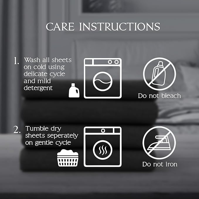 Northwest Ashford Home Essentials Bedding, 4 Piece King Size Sheet Set, Stretch Limo Black - LeafyLoom