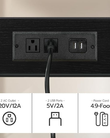HOOBRO Kitchen Island with Storage, Kitchen Island Table with Power Outlet, 3 Tier Coffee Station and Microwave Stand, for Home, Kitchen and Dining Room, Black BB021ZD01 - LeafyLoom