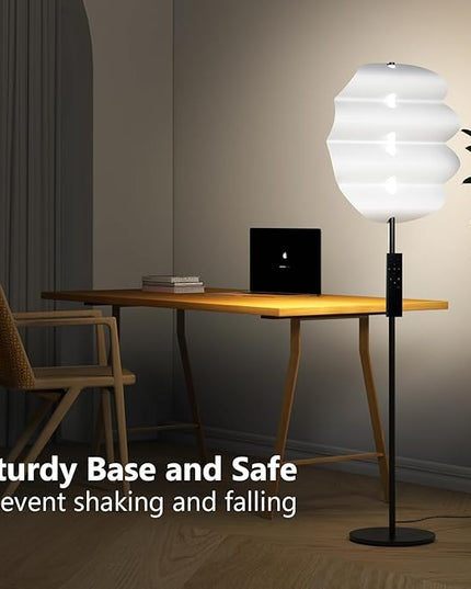 Modern Floor Lamp with Remote Control, 59" Floor Lamps for Living Room, Dimmable Colors Temperature & Brightness, Black Tall Standing Lamp for Living Room Bedroom - LeafyLoom