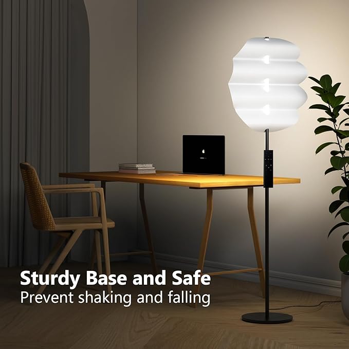 Modern Floor Lamp with Remote Control, 59" Floor Lamps for Living Room, Dimmable Colors Temperature & Brightness, Black Tall Standing Lamp for Living Room Bedroom - LeafyLoom