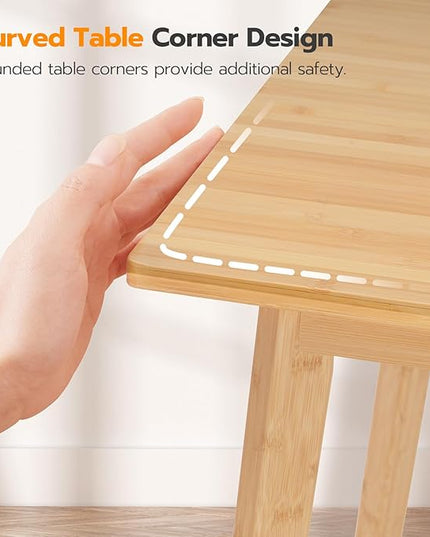 HOOBRO Bamboo Dining Table, Square Dining Table for 2, 27.6" Kitchen Table for Small Space, Writing Table, Easy to Assemble, for Dining Room, Living Room, Office, Kitchen, Apartment, Natural YL70CZ01 - LeafyLoom