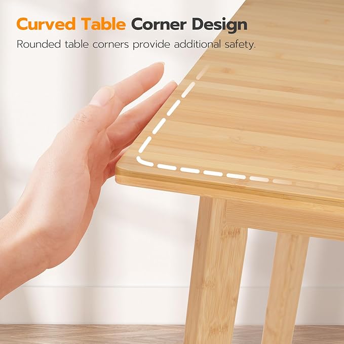 HOOBRO Bamboo Dining Table, Square Dining Table for 2, 27.6" Kitchen Table for Small Space, Writing Table, Easy to Assemble, for Dining Room, Living Room, Office, Kitchen, Apartment, Natural YL70CZ01 - LeafyLoom