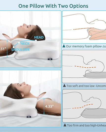 DONAMA Cervical Pillow for Neck Pain Relief,Contour Memory Foam Pillow,Ergonomic Orthopedic Neck Support Pillow for Side,Back and Stomach Sleepers with Breathable Pillowcase-King Size - LeafyLoom