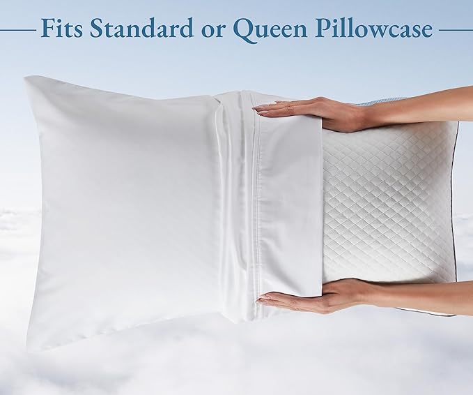 California Design Den Luxury Queen Size Pillow - Adjustable Loft Memory Foam - Soft Down Alternative - Cooling Luxury Hotel Pillows for Back, Stomach or Side Sleepers - Medium Soft, CertiPUR-US - LeafyLoom