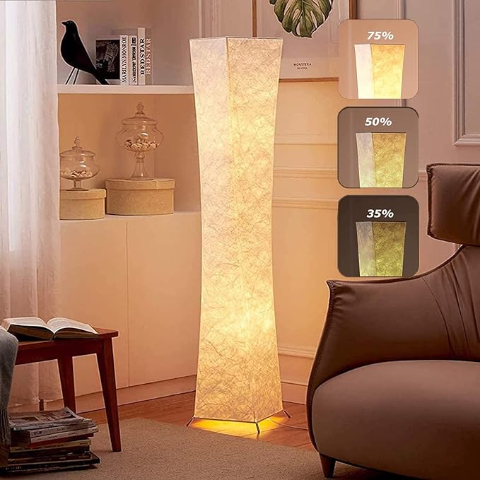 52" Creative LED Floor Lamp Softlighting Contemporary Standing Modern Twisted Design with Fabric Shade & 2 Bulbs for Living room Warm Atmosphere - LeafyLoom