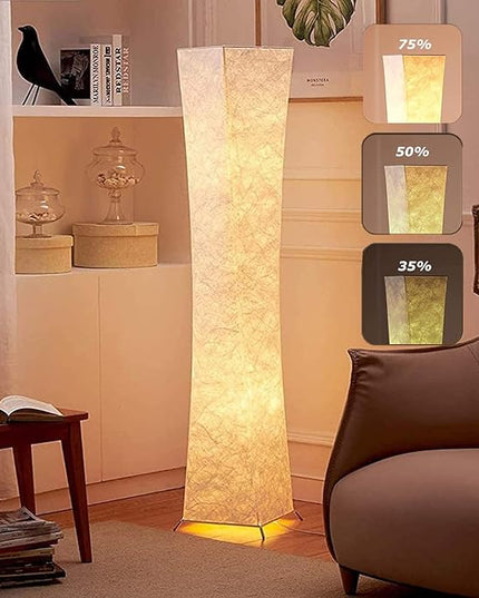 LEONC 52" Inch LED Floor Lamp with Fabric Shade & 2 Bulbs for Bedroom Living Room Warm Atmosphere (Slim Size: 7.8 x 7.8 x 52-Inch) - LeafyLoom