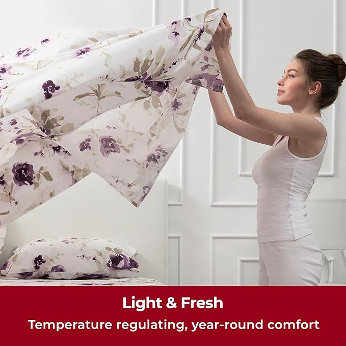 Mellanni Extra Deep Twin Sheets - 3 PC Iconic Collection Bedding Sheets & Pillowcases - Hotel Luxury, Ultra Soft, Cooling Bed Sheets - Extra Deep Pocket up to 21 inch (Twin, Madison Purple) - LeafyLoom