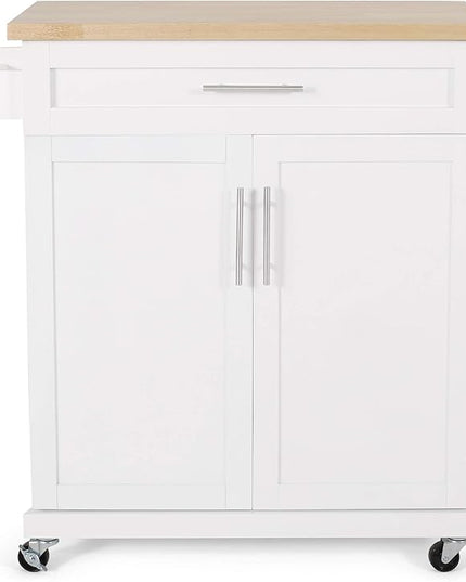 Christopher Knight Home Batavia Kitchen CART, Natural + White - LeafyLoom