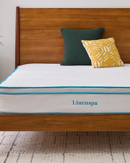 Linenspa 10 Inch Memory Foam and Spring Hybrid Mattress - Medium Feel - Bed in a Box - Quality Comfort and Adaptive Support - Breathable - Cooling - Perfect for a Guest Bedroom - King Size - LeafyLoom