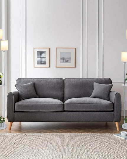 Floor Lamps for Living Room, 3-Lights Modern Floor Lamp with Shelves, Chrome Standing Lamp with Fabric Shade and Foot Switch, Shelf Standing Lamps with Table, Tall Lamps for Bedroom Office - LeafyLoom