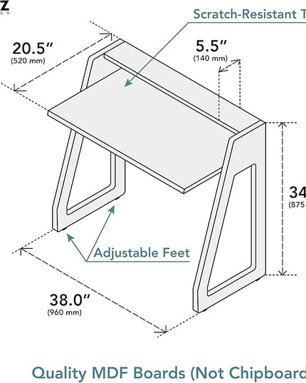 Computer Desk for Bedroom, Office & Small Spaces - Writing Desk Ideal for Students, Kids, Adults - Modern Design Compact Desk with Display Shelf - LeafyLoom