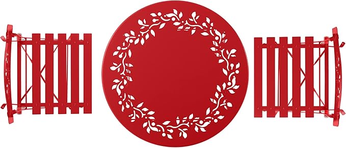 Alpine Corporation Indoor/Outdoor 3-Piece Bistro Set Folding Table and Chairs Patio Seating, Red - LeafyLoom