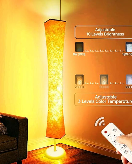 Floor Lamp, RGB Color Changing, Smart Control Music Sync with Fabric Shade, Standing Lamp for Living Room Bedroom Game Room, 62 inch - LeafyLoom