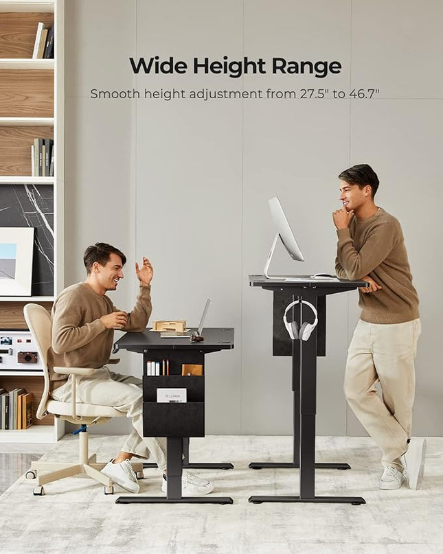 Marsail Standing Desk Adjustable Height, 48x24 Inch Electric Standing Desk with Storage Bag, Stand up Desk for Home Office Computer Desk Memory Preset with Headphone Hook - LeafyLoom