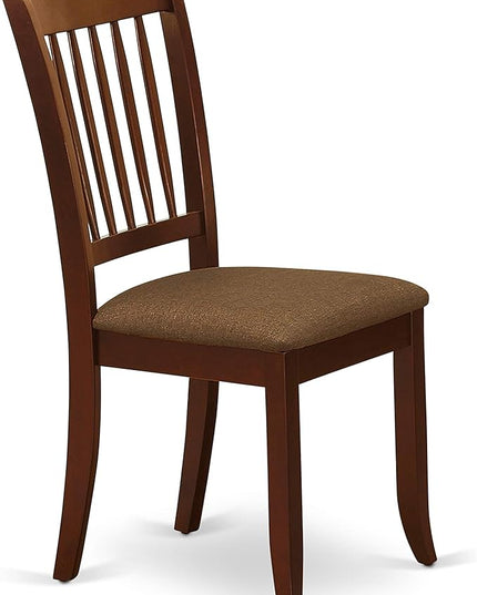 East West Furniture HLDA5-MAH-C 5 Piece Kitchen Table Set for 4 Includes a Round Dining Room Table with Pedestal and 4 Linen Fabric Upholstered Dining Chairs, 42x42 Inch, Mahogany - LeafyLoom
