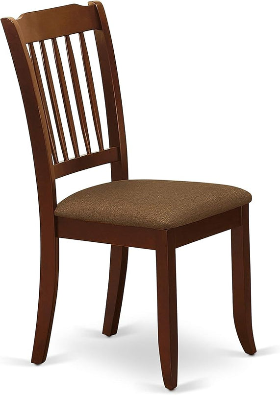 East West Furniture HLDA5-MAH-C 5 Piece Kitchen Table Set for 4 Includes a Round Dining Room Table with Pedestal and 4 Linen Fabric Upholstered Dining Chairs, 42x42 Inch, Mahogany - LeafyLoom