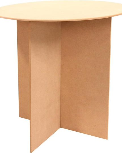 SSWBasics 30 Inch Round Wood Display Table - 250 Pound Weight Capacity - Medium Density Fiberboard - Compatible with Round Tablecloths up to 88 inches - 2 Part Interlocking Finger Groove Base - LeafyLoom