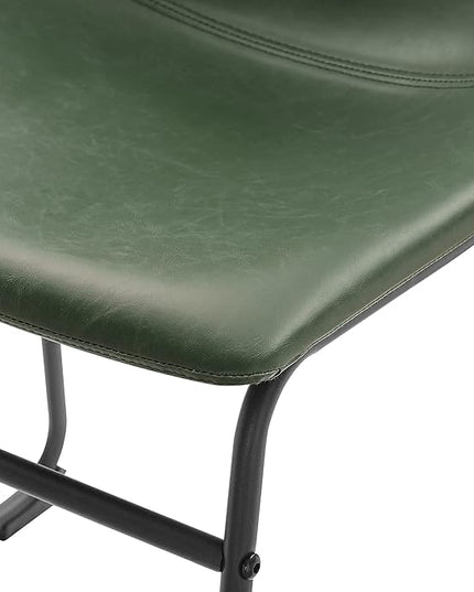 Walker Edison Douglas Urban Industrial Faux Leather Armless Dining Chairs, Set of 2, Green - LeafyLoom
