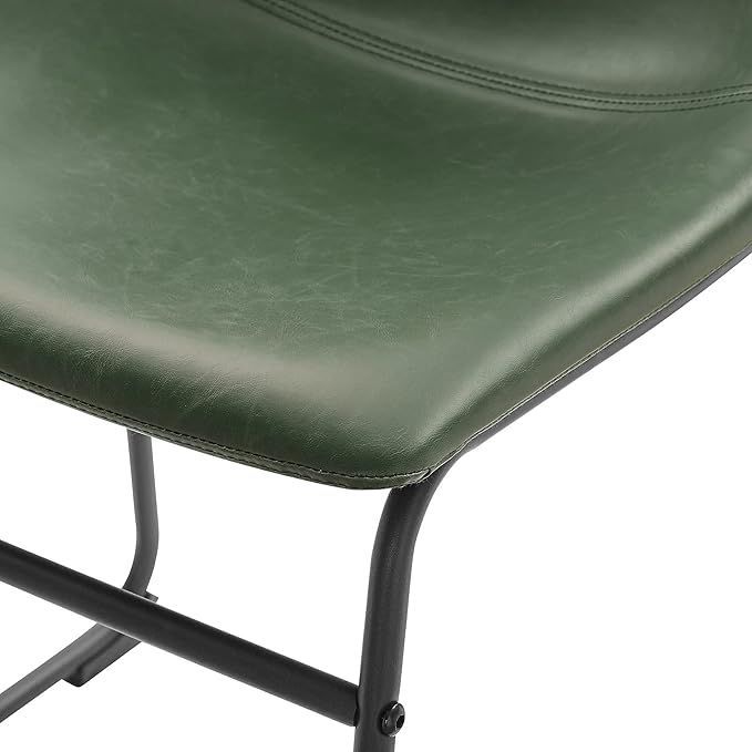 Walker Edison Douglas Urban Industrial Faux Leather Armless Dining Chairs, Set of 2, Green - LeafyLoom