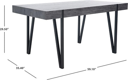 SAFAVIEH Home Collection Alyssa Mid-Century Rustic Industrial Black Oak Dining Room Table DTB7000B, 0 - LeafyLoom