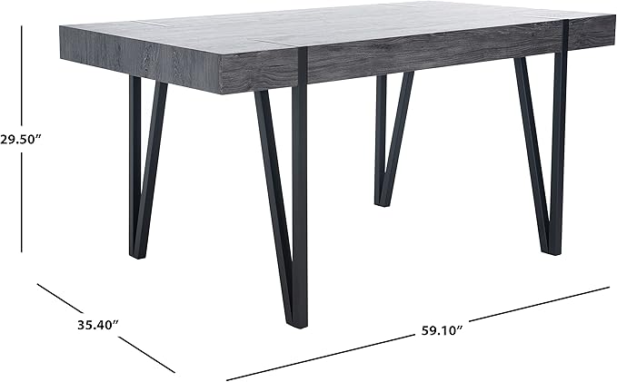 SAFAVIEH Home Collection Alyssa Mid-Century Rustic Industrial Black Oak Dining Room Table DTB7000B, 0 - LeafyLoom