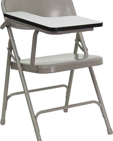 Flash Furniture Rutherford Steel Folding Chair with Right Handed Tablet Arm, Commercial Foldable Conference Room Tablet Arm Chair, Set of 2, Gray - LeafyLoom