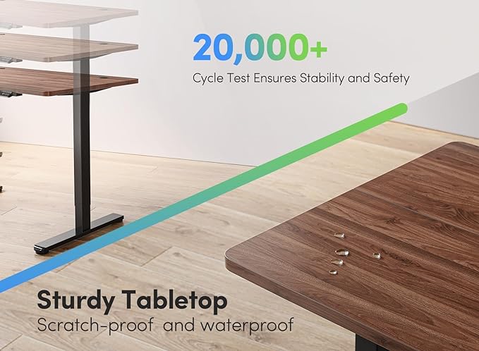 FEZIBO Electric Standing Desk, 55 x 24 Inches Height Adjustable Stand up Desk, Sit Stand Home Office Desk, Computer Desk, Black Walnut - LeafyLoom