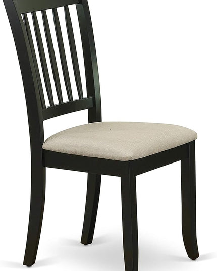 East West Furniture DLDA3-BLK-C Dublin 3 Piece Set Contains a Round Dining Room Table with Dropleaf and 2 Linen Fabric Upholstered Kitchen Chairs, 42x42 Inch, Black - LeafyLoom