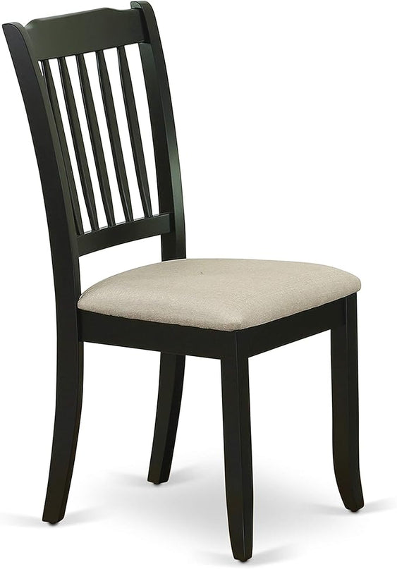 East West Furniture DLDA3-BLK-C Dublin 3 Piece Set Contains a Round Dining Room Table with Dropleaf and 2 Linen Fabric Upholstered Kitchen Chairs, 42x42 Inch, Black - LeafyLoom