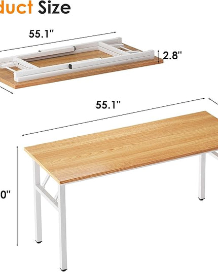 Need AC5BW-140 computer desk, 55 inches, Teak & White - LeafyLoom