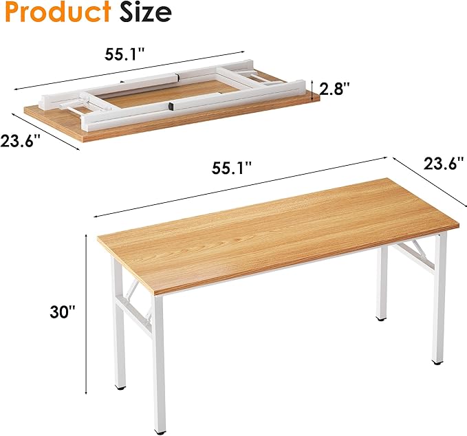 Need AC5BW-140 computer desk, 55 inches, Teak & White - LeafyLoom