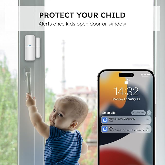 tolviviov Home Security System Wireless, DIY Door Alarm Security System, App Alerts, 10-Piece Kit, No Monthly fee, WiFi Alarm, Door Window Motion Sensor, for Safety, Home Security, Kids Safety tolviviovDirect