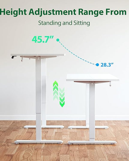 Electric Standing Desk, Large 63 x 24 Inches Height Adjustable Desk, Sit Stand up Desk for Work Office Home, Splice Board, White - LeafyLoom