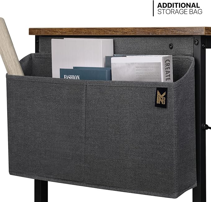 MoNiBloom Home Office Gaming Desk, 47 Inches Computer Study Table with A Storage Bag, Rustic Brown - LeafyLoom