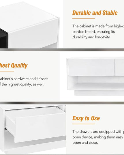 NicBex TV Stand for 80 Inch TV Modern TV Media Console Table with Versatile Compartment,Entertainment Center with Storage for Living Room,74.8 Inch,White - LeafyLoom