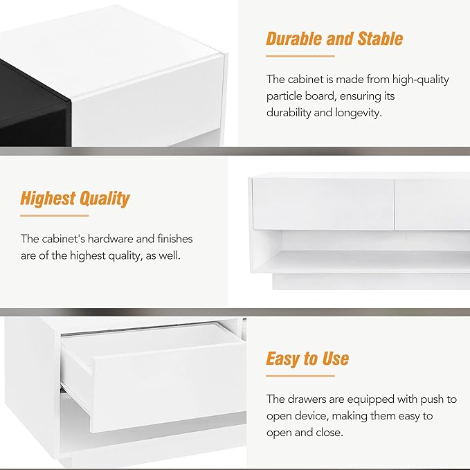 NicBex TV Stand for 80 Inch TV Modern TV Media Console Table with Versatile Compartment,Entertainment Center with Storage for Living Room,74.8 Inch,White - LeafyLoom