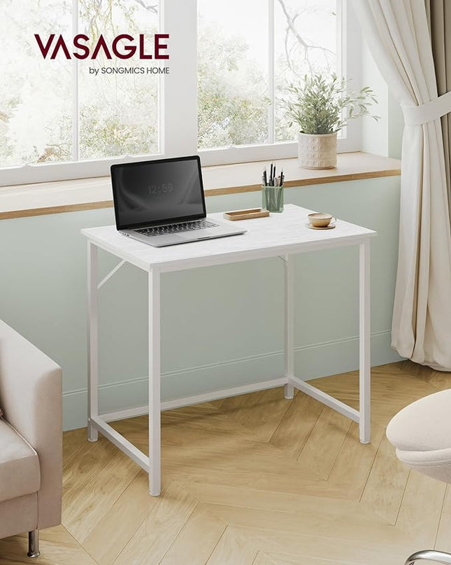 VASAGLE Computer Desk, Gaming Desk, Home Office Desk, for Small Spaces, 19.7 x 31.5 x 29.5 Inches, Modern Style, Metal Frame, Maple White ULWD038W44 - LeafyLoom
