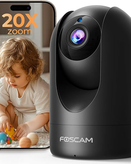 FOSCAM Home Security Camera R4S 4MP WiFi IP Camera,Wireless Baby Monitor with AI Human Detection Sound Detection 33ft Night Vision 2 Way Audio Camera Compatible with Alexa Black Foscam