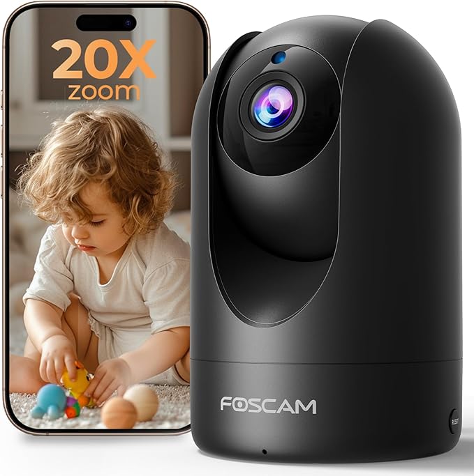 FOSCAM Home Security Camera R4S 4MP WiFi IP Camera,Wireless Baby Monitor with AI Human Detection Sound Detection 33ft Night Vision 2 Way Audio Camera Compatible with Alexa Black Foscam